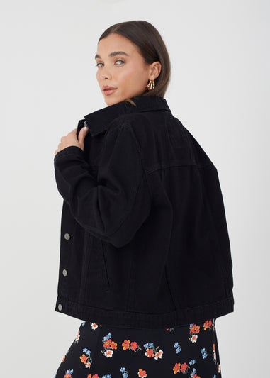 Brave Soul Black Blooms Western Style Denim Jacket