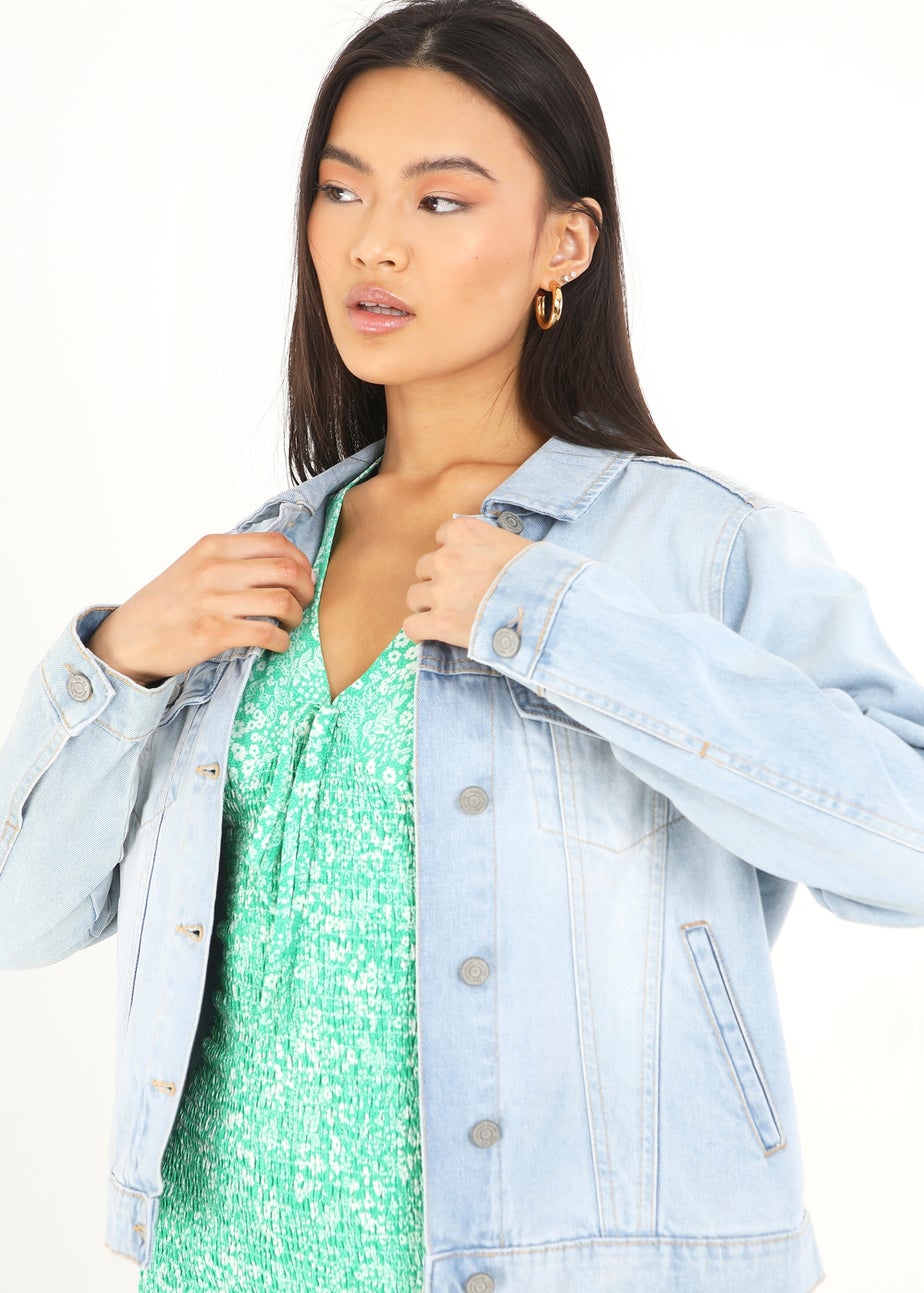 Brave Soul Light Blue Blooms Western Style Denim Jacket