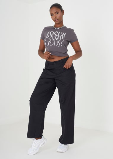 Brave Soul Black Straight Fit Utility Cargo Trousers