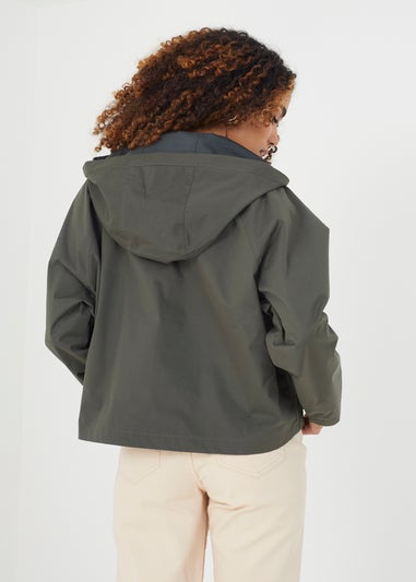 Brave Soul Khaki Cropped Raglan Sleeve Jacket With Hood