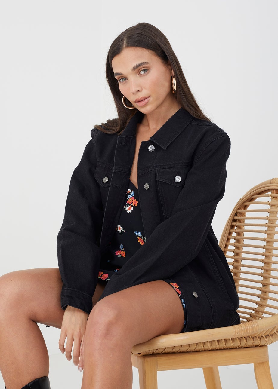 Brave Soul Black Oversized Denim Jacket