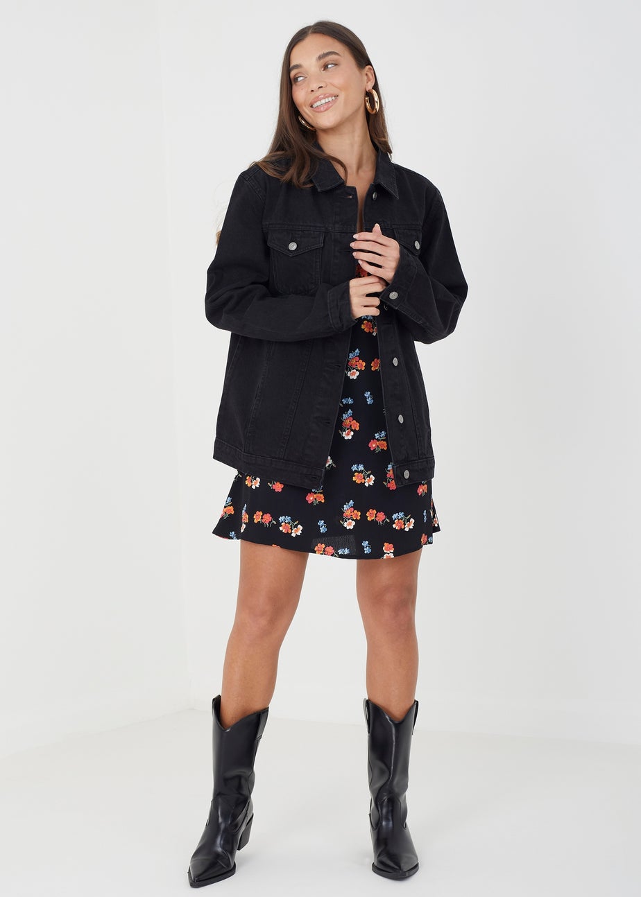 Brave Soul Black Oversized Denim Jacket