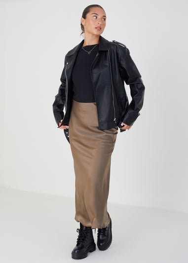 Brave Soul Black Faux Leather PU Oversized Jacket