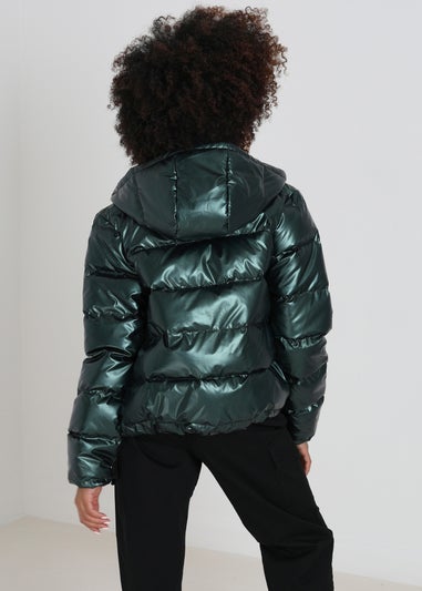 Brave Soul Dark Green Metallic Padded Puffer Jacket