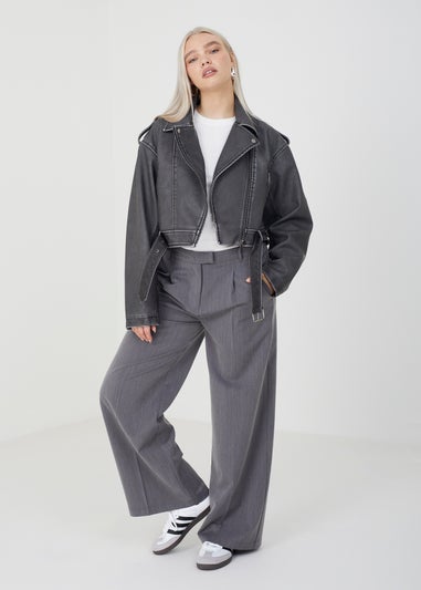 Brave Soul Black Faux Leather Cropped Biker Jacket