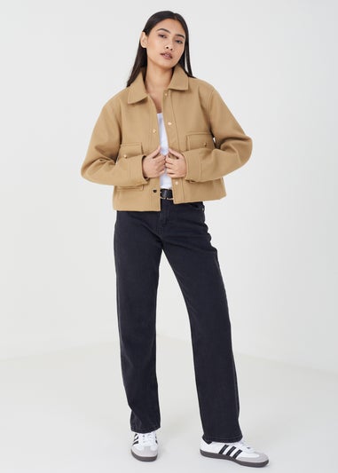 Brave Soul Beige Faux Wool Swing Jacket