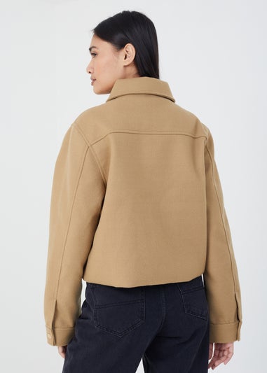 Brave Soul Beige Faux Wool Swing Jacket
