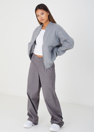 Brave Soul Grey Faux Wool Bomber Jacket