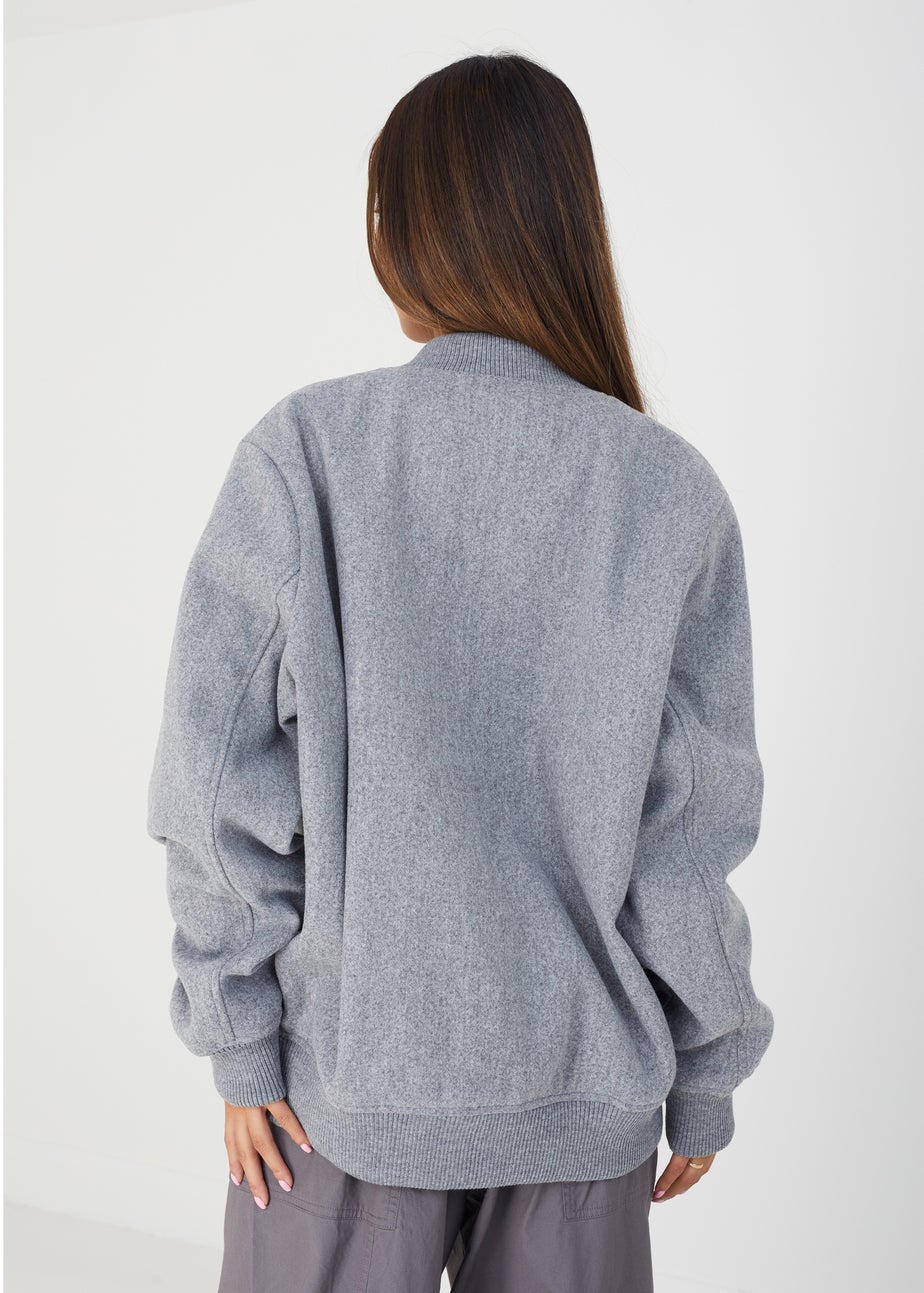 Brave Soul Grey Faux Wool Bomber Jacket