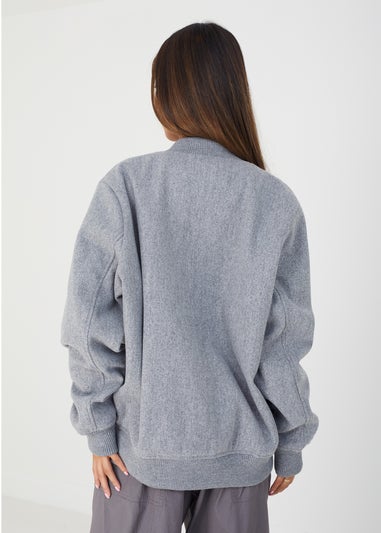 Brave Soul Grey Faux Wool Bomber Jacket