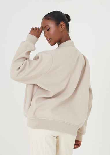 Brave Soul Beige Faux Wool Bomber Jacket