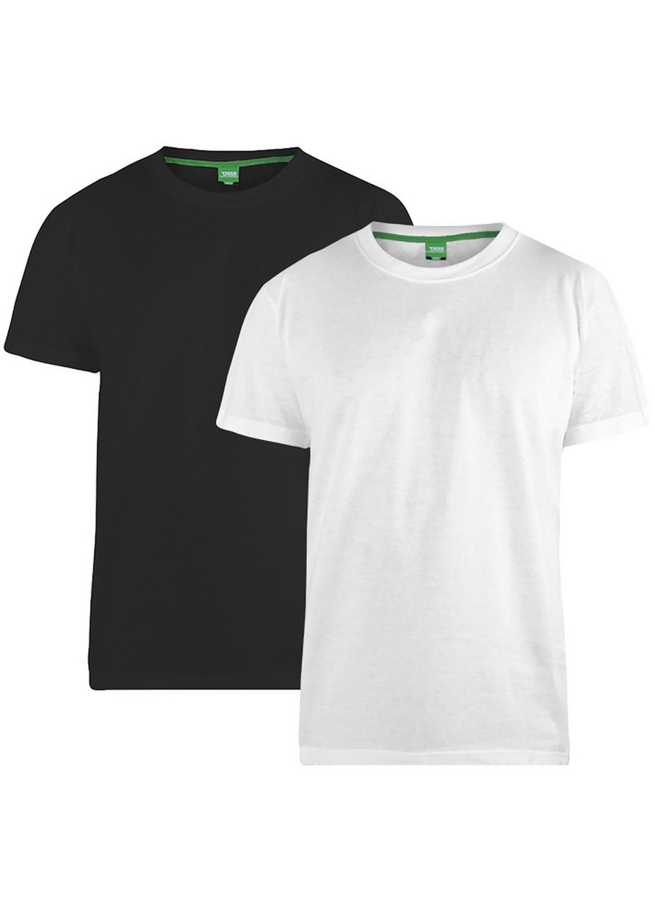 Duke Black/White Fenton Kingsize Round Neck T-shirts (Pack of 2)