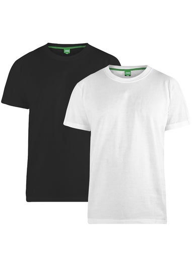 Duke Black/White Fenton Kingsize Round Neck T-shirts (Pack of 2)