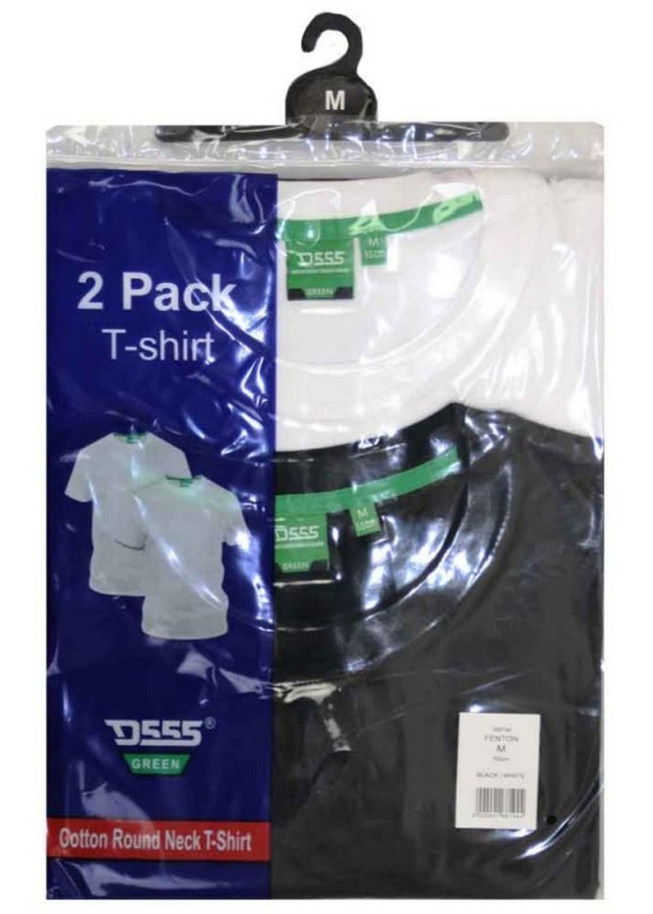 Duke Black/White Fenton Kingsize Round Neck T-shirts (Pack of 2)