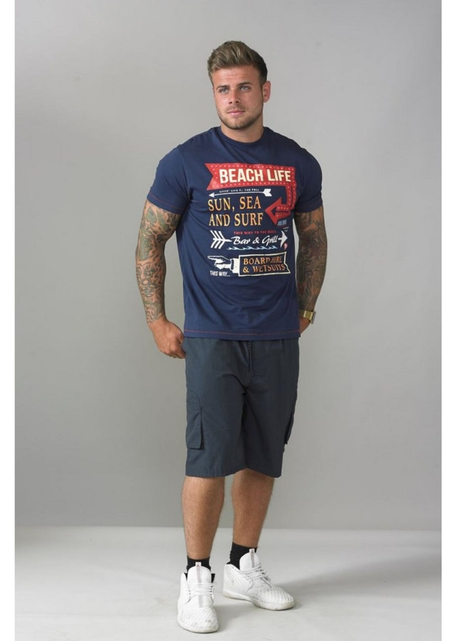 Duke Navy Nick Elasticated Waist Cargo Shorts