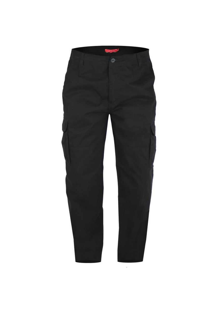 Duke Black Robert Peached Washed Cargo Trousers