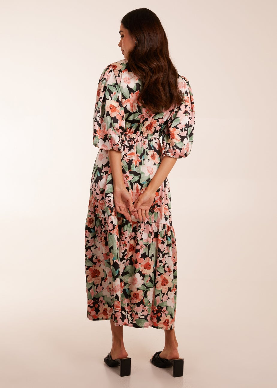 Blue Vanilla Pink Oversized Wrap Floral Smock Dress
