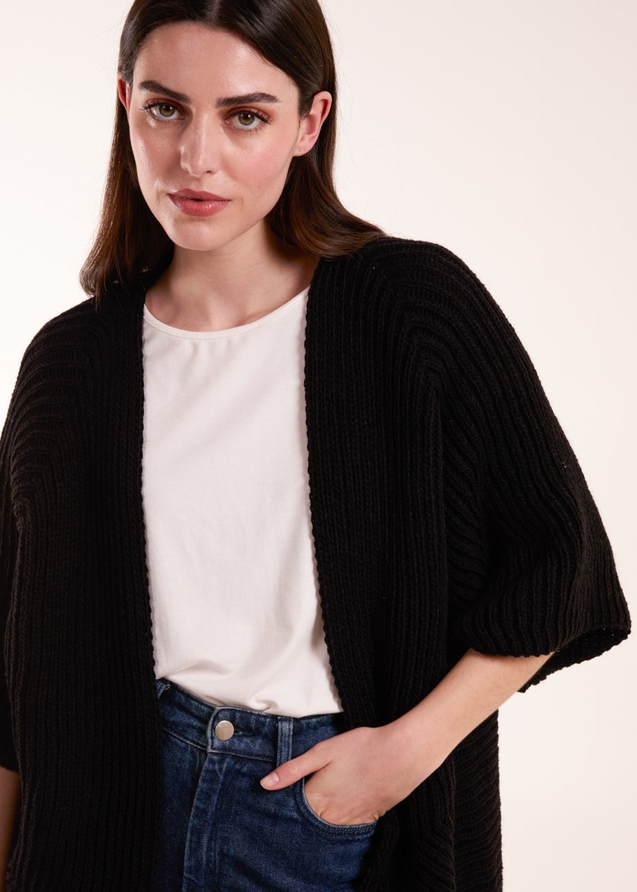 Blue Vanilla Black Knitted Mid Length Cardigan