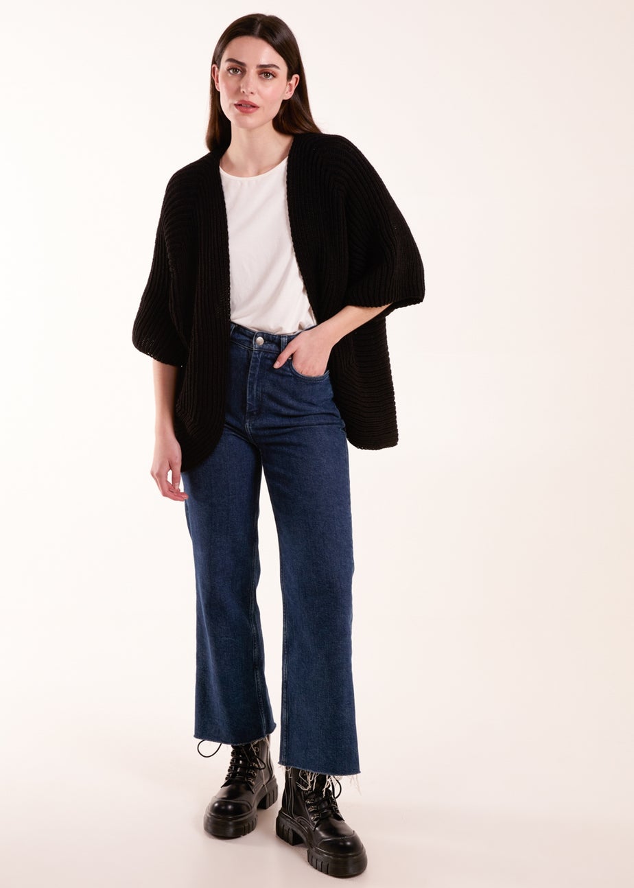 Blue Vanilla Black Knitted Mid Length Cardigan