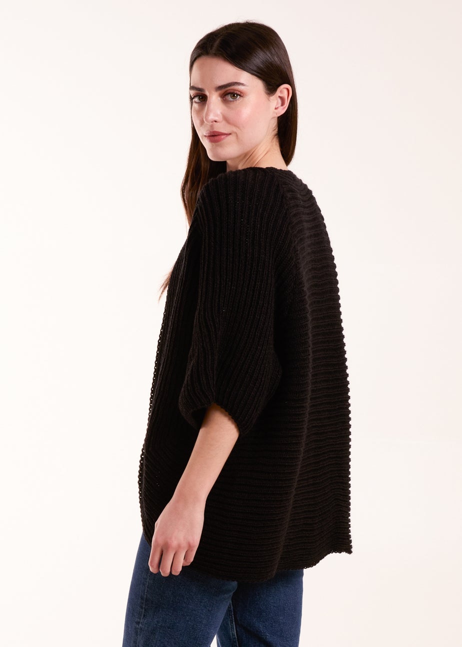 Blue Vanilla Black Knitted Mid Length Cardigan