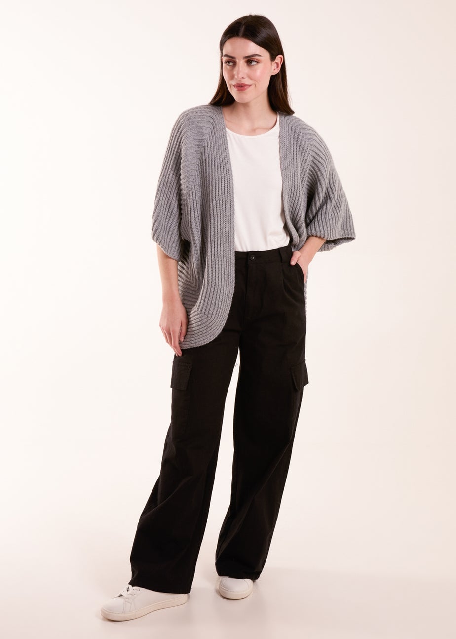 Blue Vanilla Grey Knitted Mid Length Cardigan