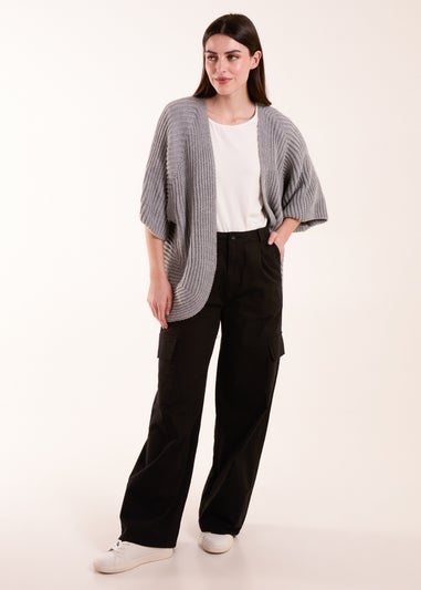 Blue Vanilla Grey Knitted Mid Length Cardigan
