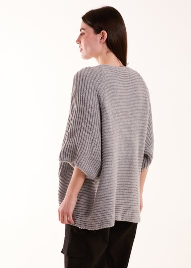 Blue Vanilla Grey Knitted Mid Length Cardigan