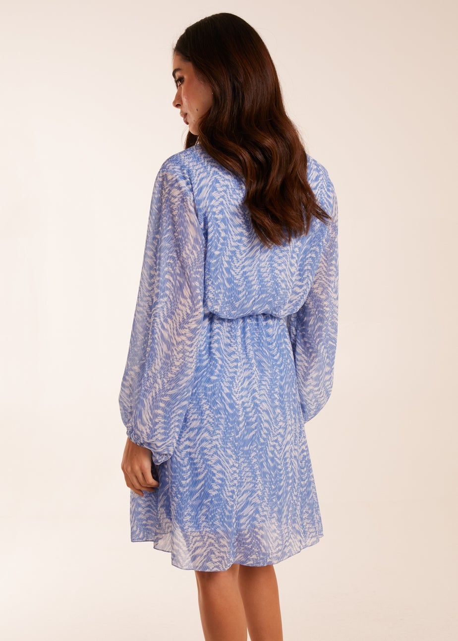 Blue Vanilla Blue V Neck Chiffon Mini Dress