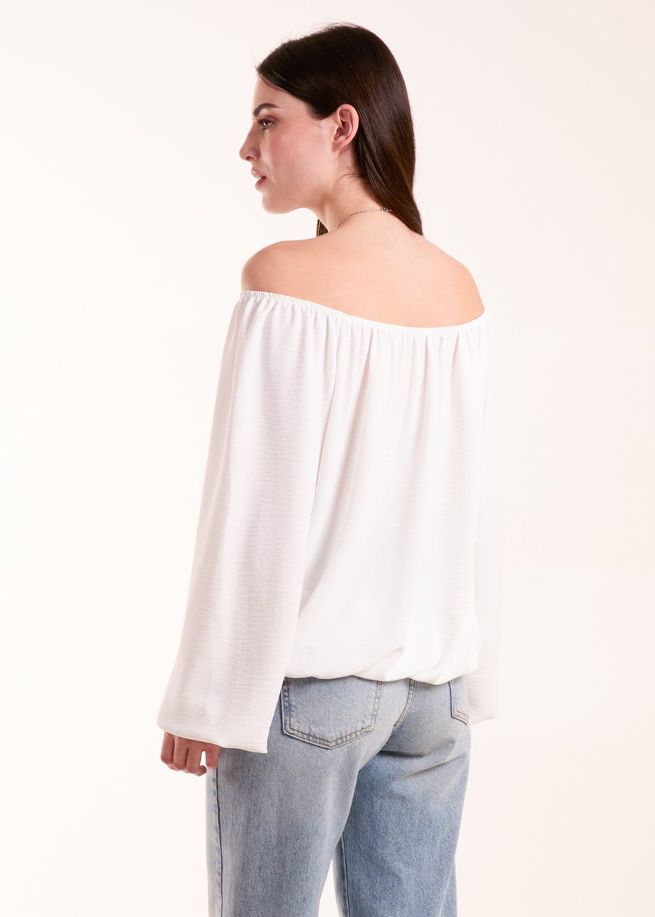 Blue Vanilla Ivory Necklace Bardot Elasticated Top