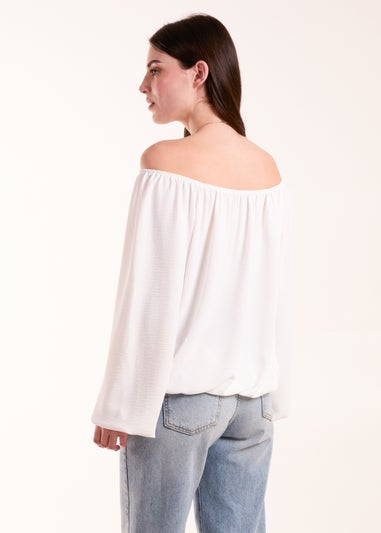 Blue Vanilla Ivory Necklace Bardot Elasticated Top