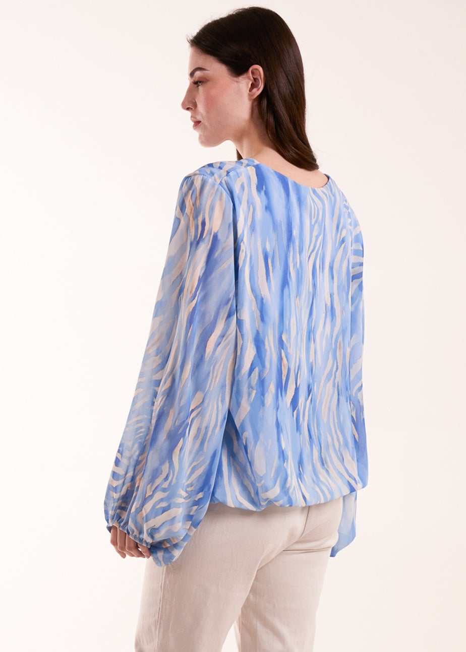 Blue Vanilla Blue Water Colour V Neck Top