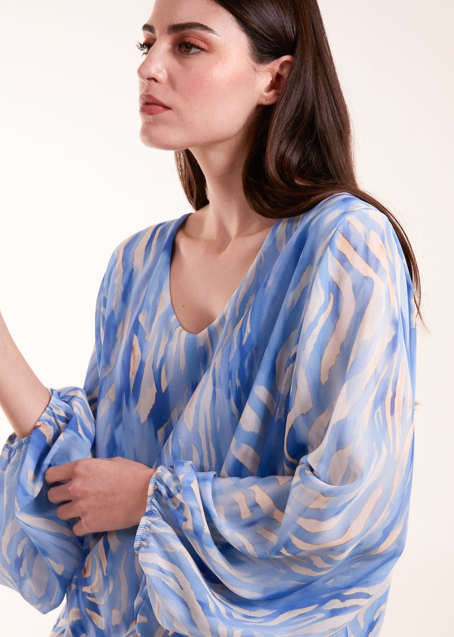 Blue Vanilla Blue Water Colour V Neck Top