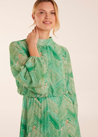 Blue Vanilla Green Diamond Aztec High Neck Dress