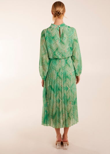 Blue Vanilla Green Diamond Aztec High Neck Dress