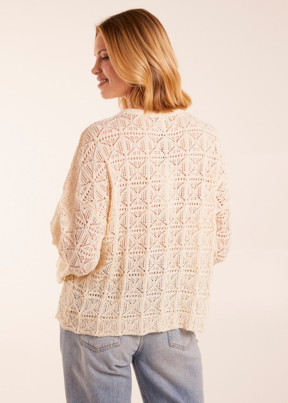 Blue Vanilla Stone Keyhole Tie Crochet Top