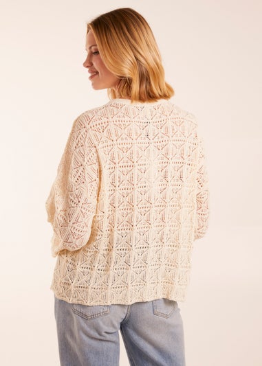 Blue Vanilla Stone Keyhole Tie Crochet Top