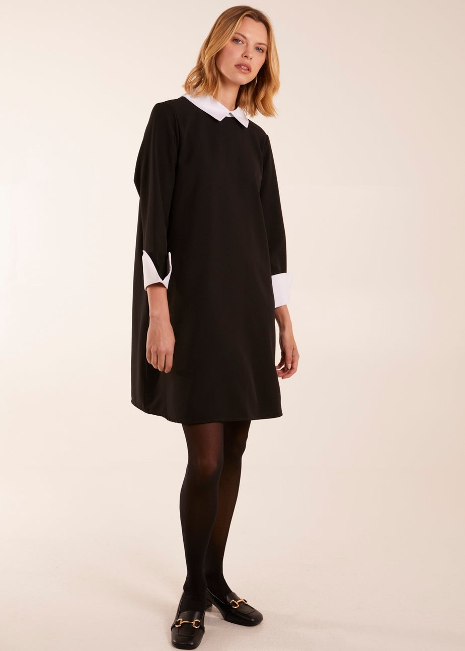 Blue Vanilla Black Collar & Cuff A Line Side Pocket Dress