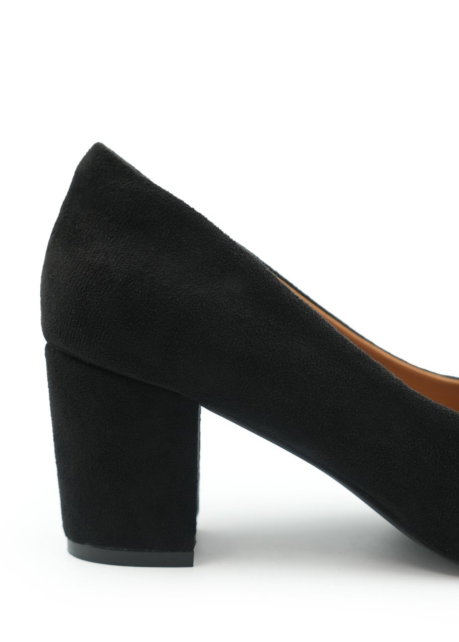 Where's That From Black Suede Melrose Block Heel Court Shoes