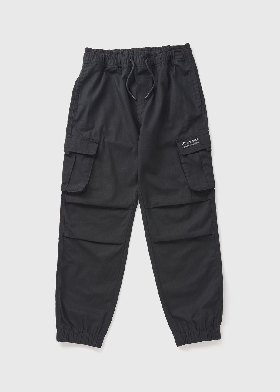 Boys Black Ripstop Cargo Trousers (7-15yrs)