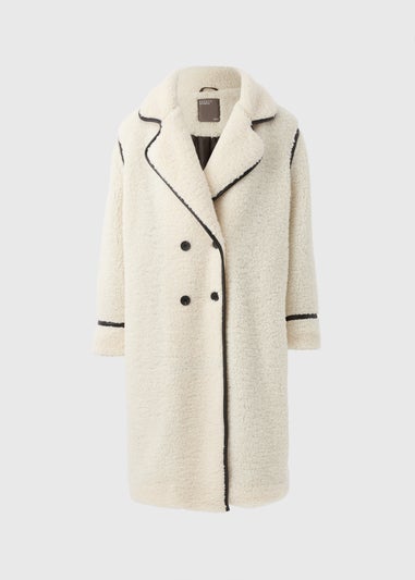 Cream Oversized Borg Tailored Coat