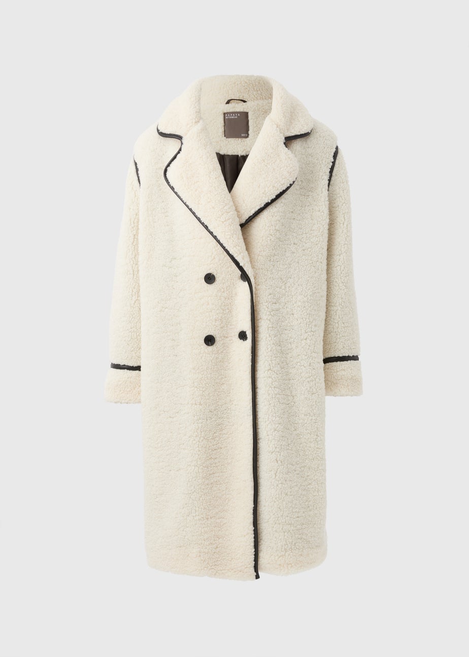 Cream Oversized Borg Tailored Coat