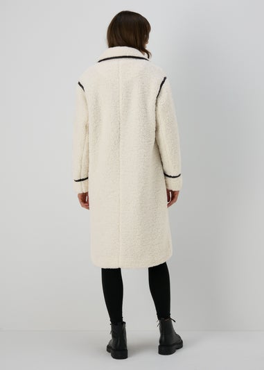 Cream Oversized Borg Tailored Coat