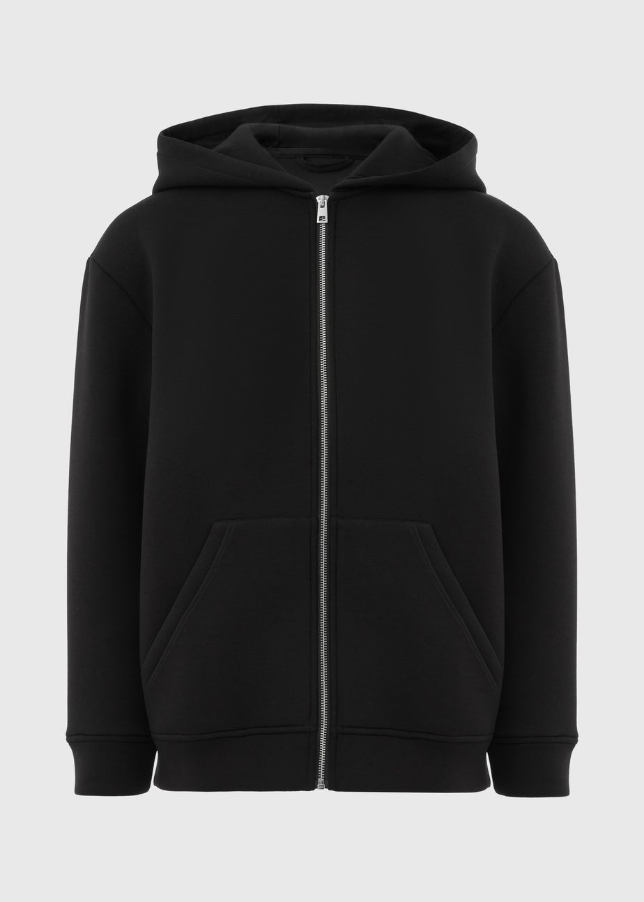 Souluxe Black Scuba Hooded Zip Jacket