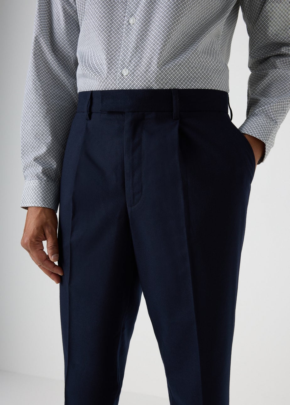 Taylor & Wright Navy Front Pleat Trousers