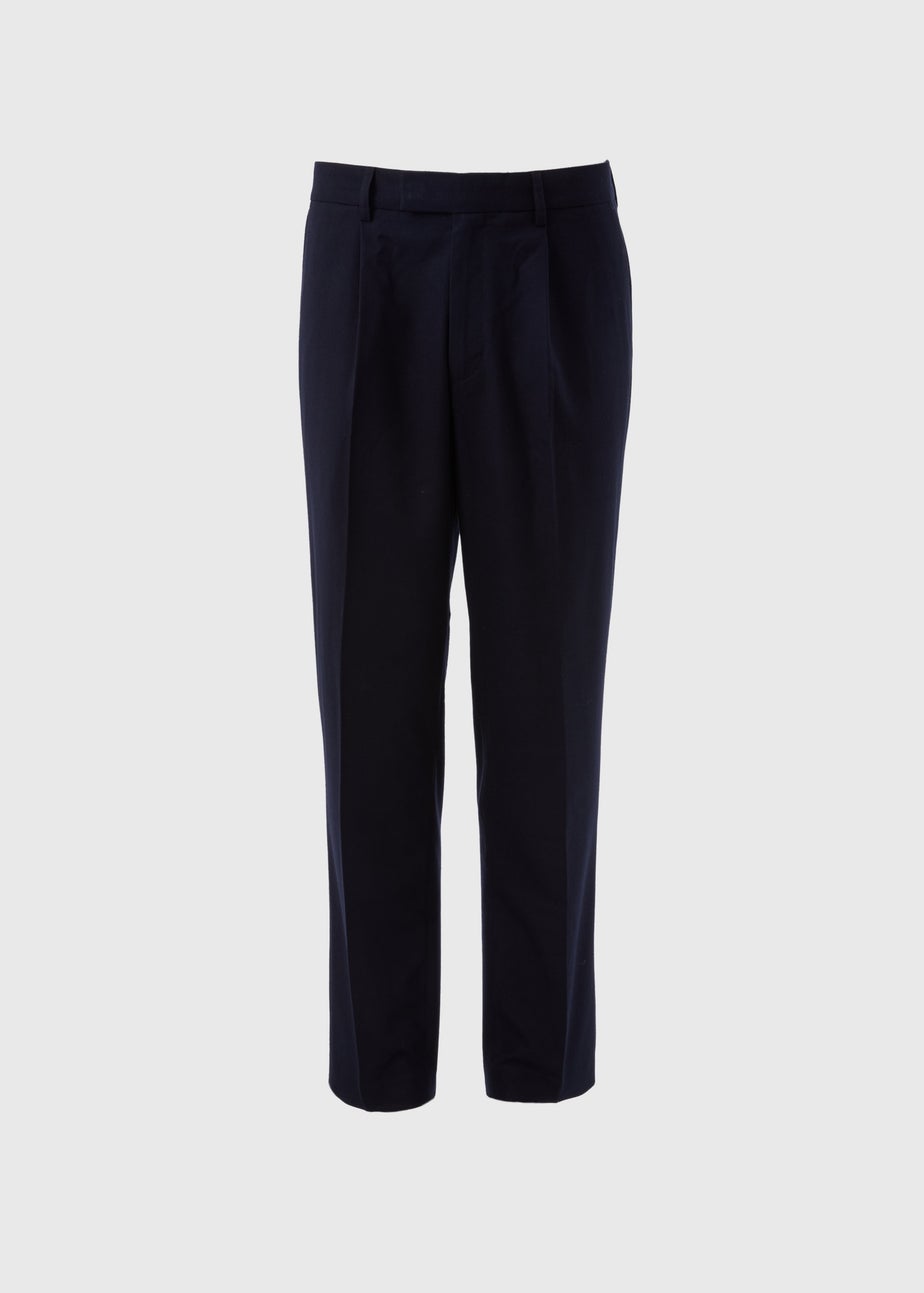 Taylor & Wright Navy Front Pleat Trousers