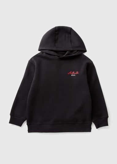 Boys Black Printed Authentic Hoodie (7-15yrs)