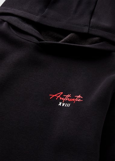 Boys Black Printed Authentic Hoodie (7-15yrs)