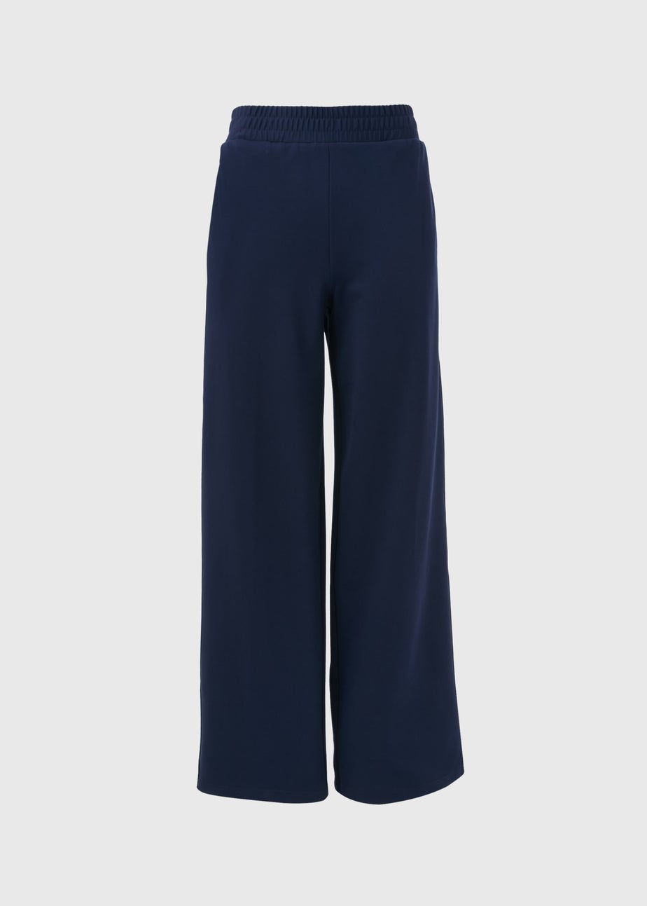 Navy Side Stripe Wide Leg Trousers