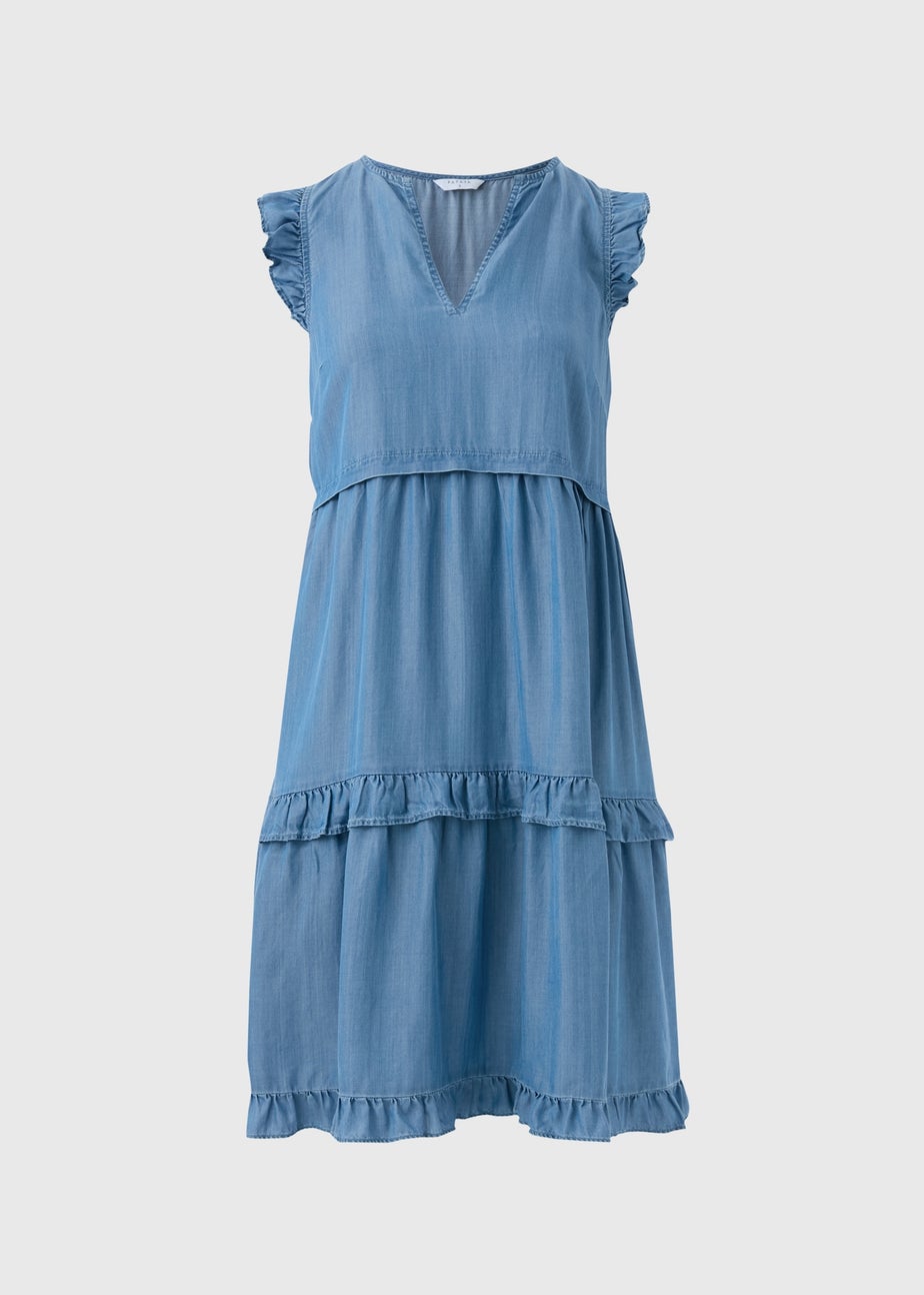 Denim Frill Tiered Mini Dress