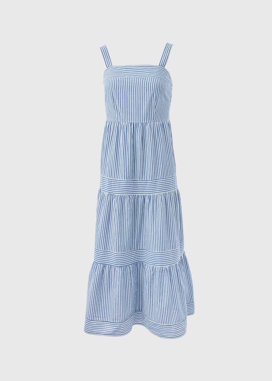 Blue Stripe Tiered Maxi Dress